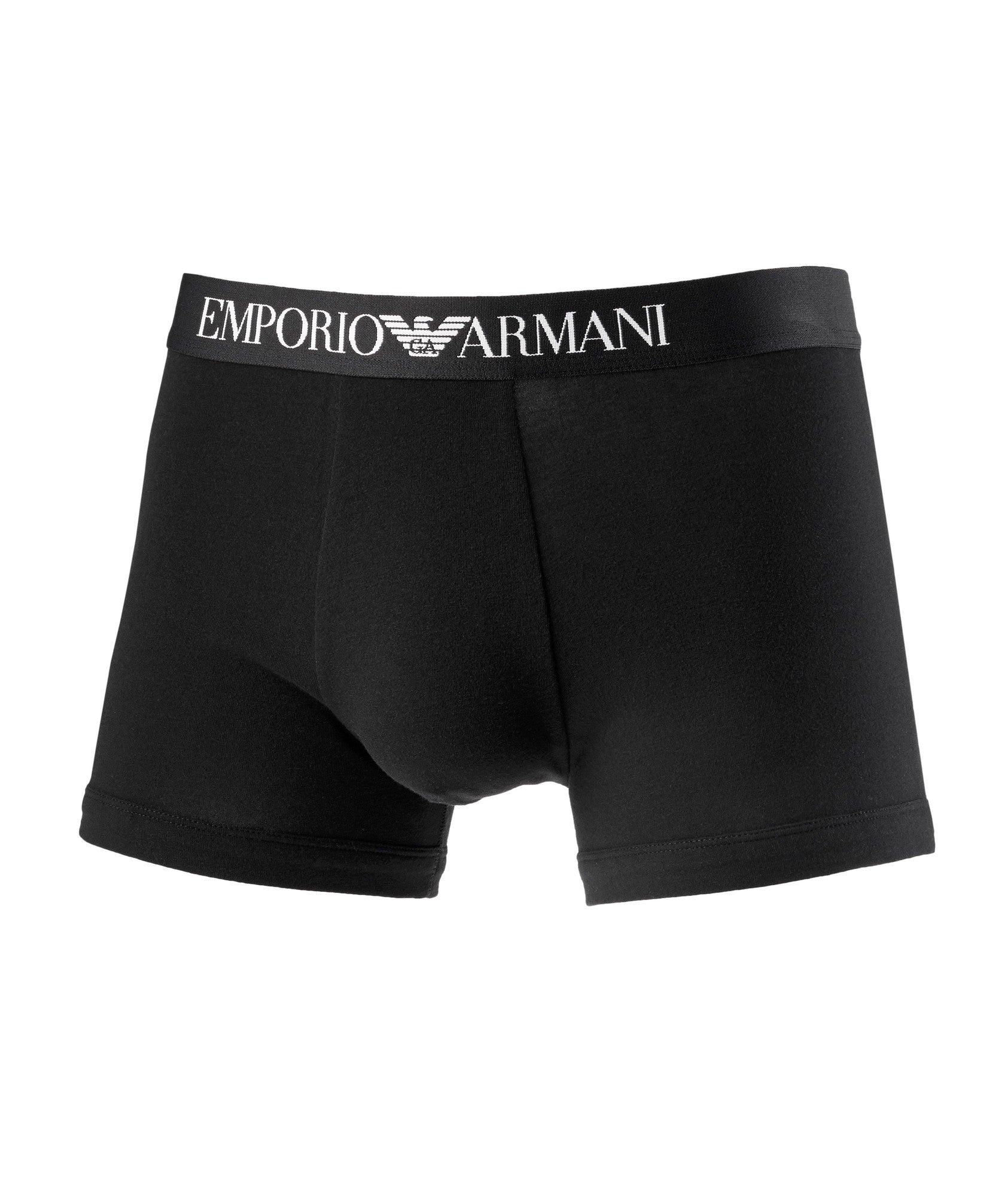 Armani Cotton Blend Logo Waistband Boxer Briefs Large Black