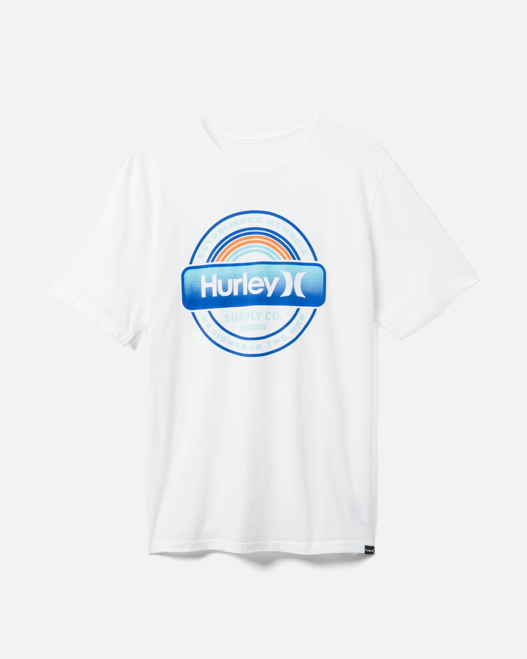 Hurley Mens Cotton Crewneck Graphic T Shirt XXL 2XL White