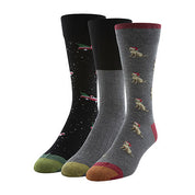 Gold Toe Men's Timeless Classics 3-Pk. Moisture-Wicking Holiday Dress Socks Navy 6-12