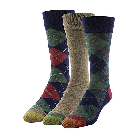 Gold Toe Men's Timeless Classics 3-Pk. Moisture-Wicking Holiday Dress Socks Navy 6-12