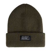 Levi's Men's Chunky Rib Knit Jersey-Lined Cuff Beanie Olive Green OSFA