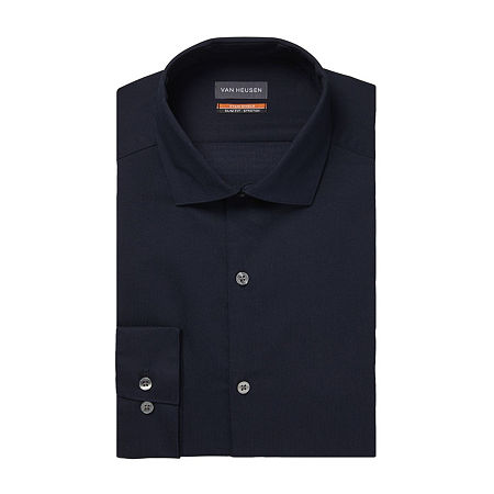 Van Heusen Mens Stain Shield Button Down Shirt Navy 16 16.5 32 33