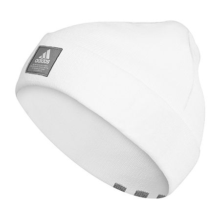 Adidas Men's Amp Three Stripe Logo Beanie Hat White