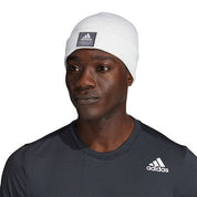Adidas Men's Amp Three Stripe Logo Beanie Hat White
