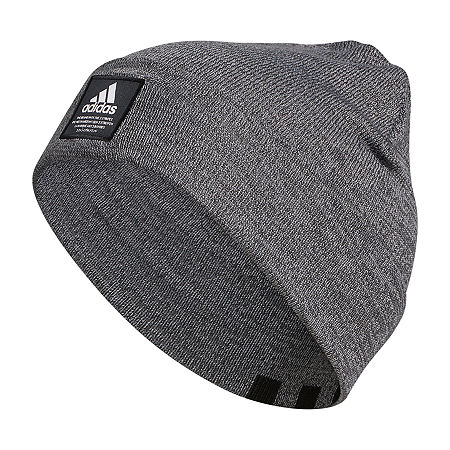 Adidas Men's Amp Three Stripe Logo Beanie Hat Carbon Gray Twist