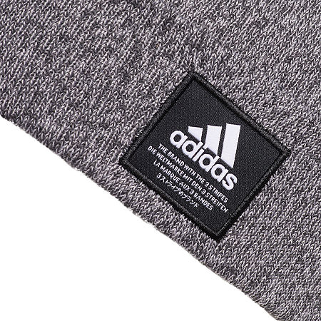 Adidas Men's Amp Three Stripe Logo Beanie Hat Carbon Gray Twist
