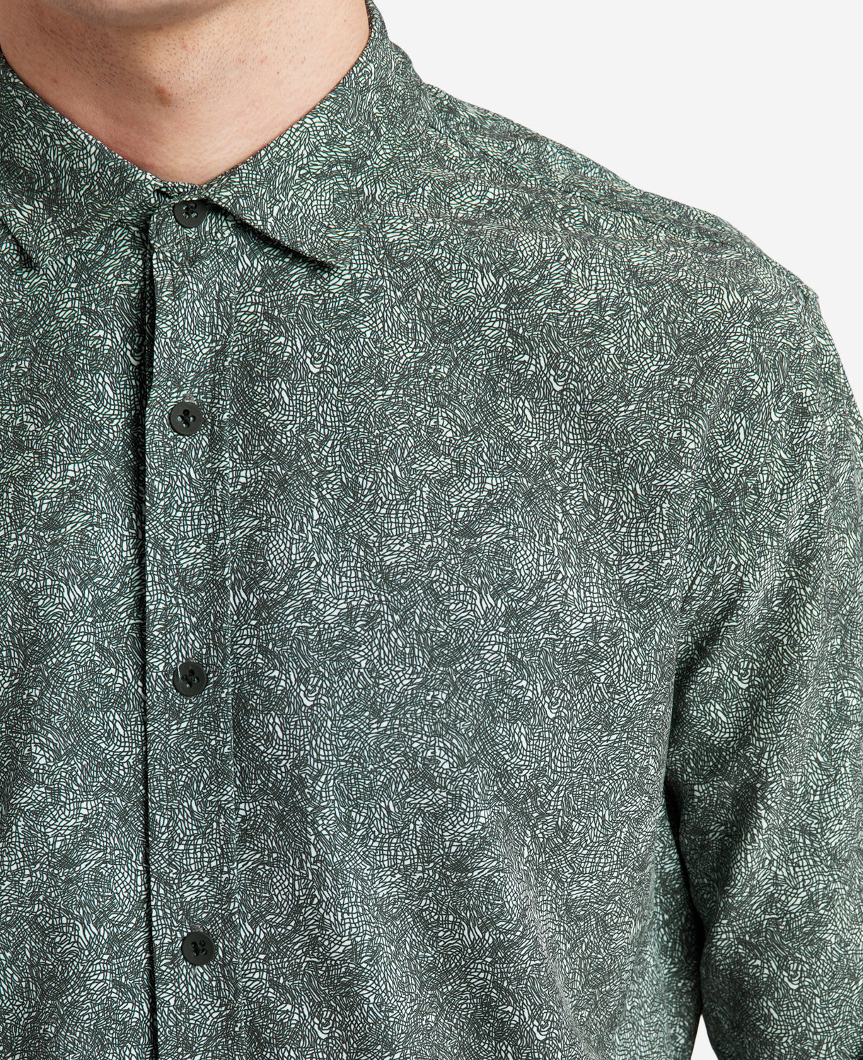 Kenneth Cole Mens Stretch Print Button down Shirt XXL Black / White