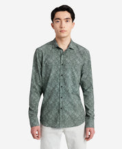 Kenneth Cole Mens Stretch Print Button down Shirt XXL Black / White