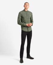 Kenneth Cole Men's Performance Stretch Button Down Shirt Dark Green Small