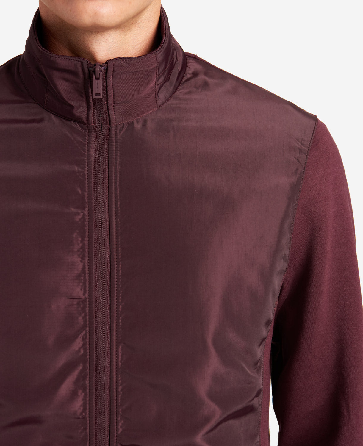 Kenneth Cole Men's Active Mock Neck Jacket  Burgundy Size Large