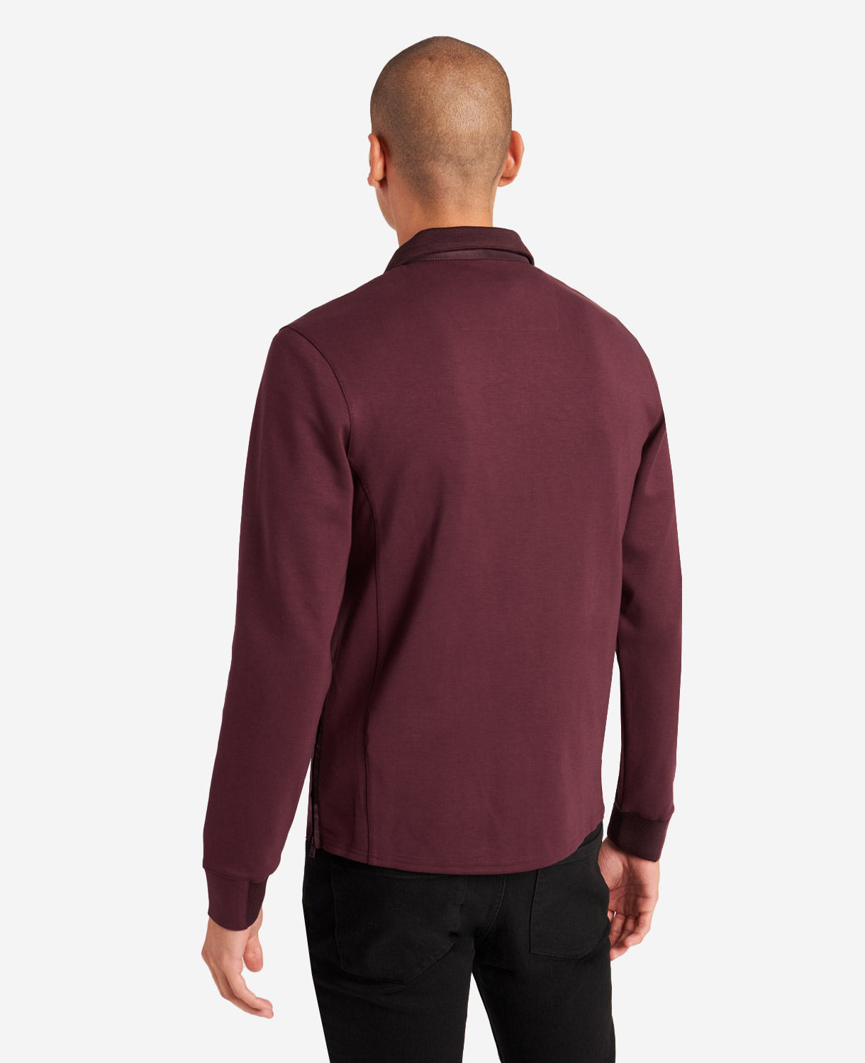 Kenneth Cole Men's Active Mock Neck Jacket  Burgundy Size Large