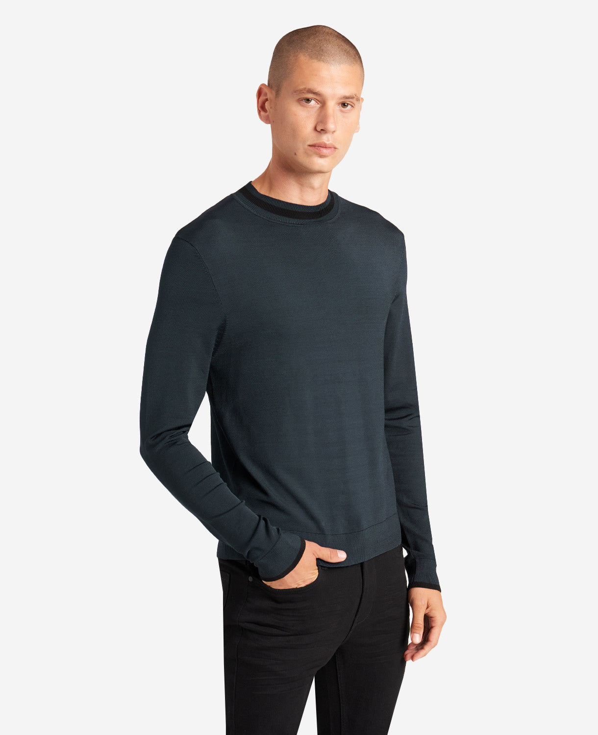 Kenneth Cole Mens Slim Fit Mock Neck Sweater Black Small