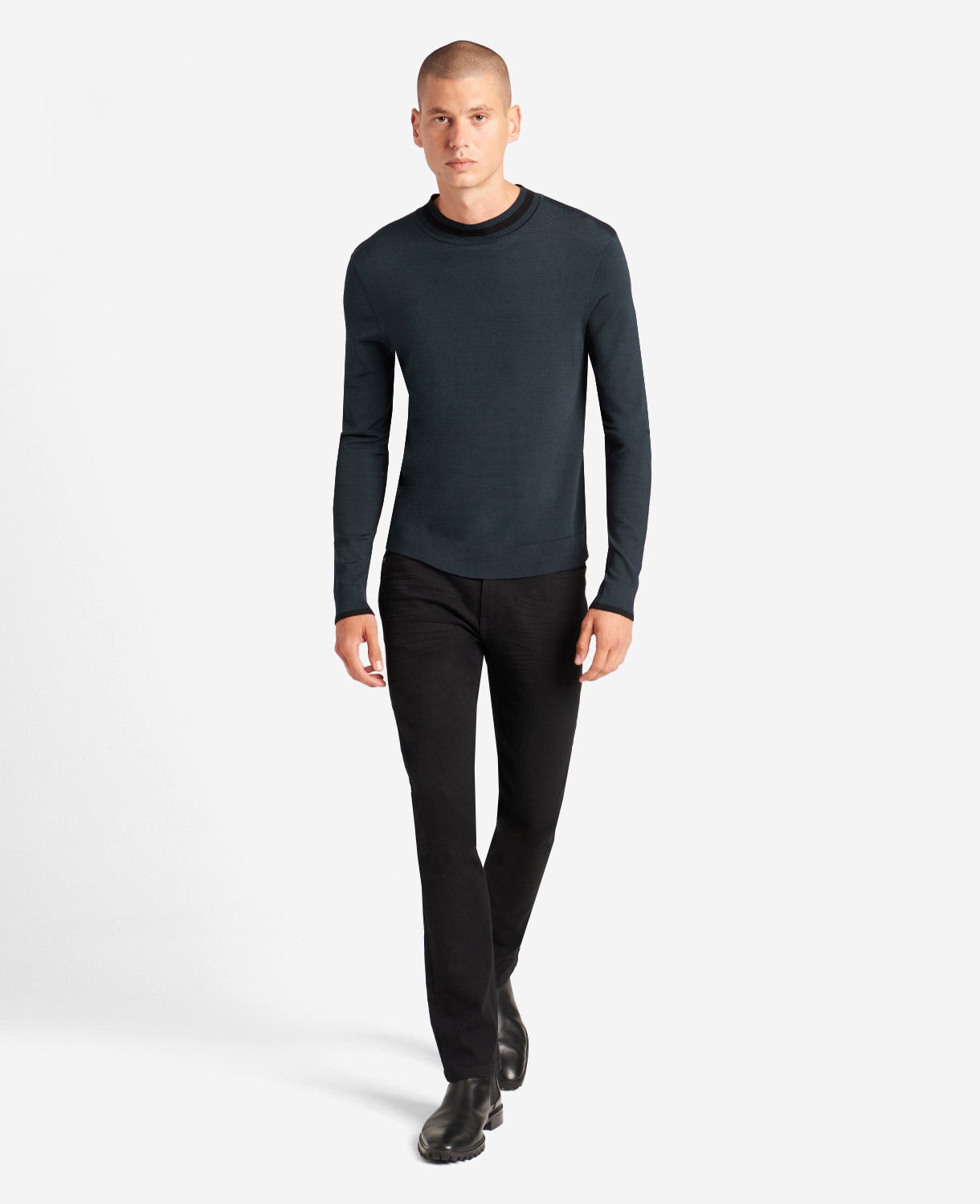 Kenneth Cole Mens Slim Fit Mock Neck Sweater Black Small