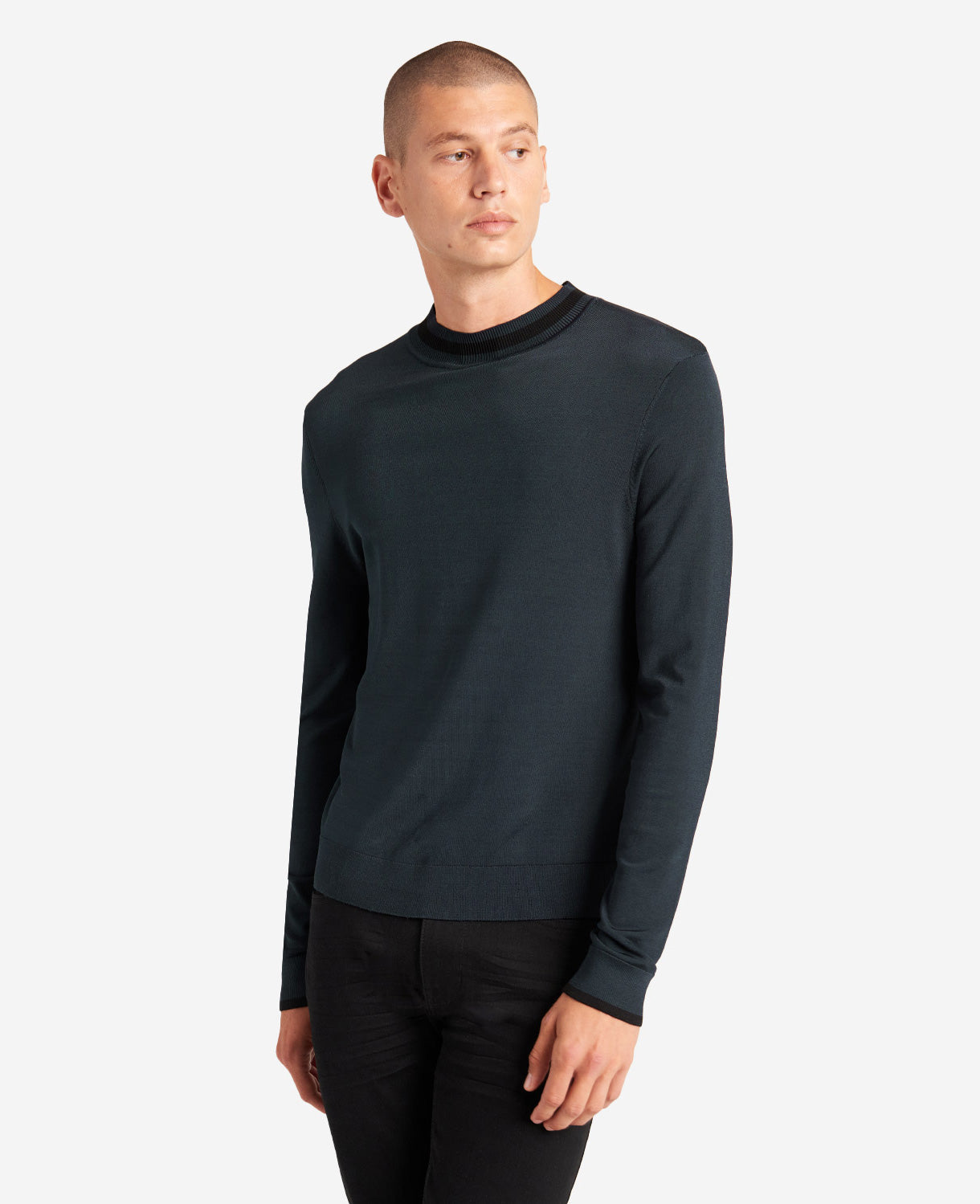 Kenneth Cole Mens Slim Fit Mock Neck Sweater Black Small