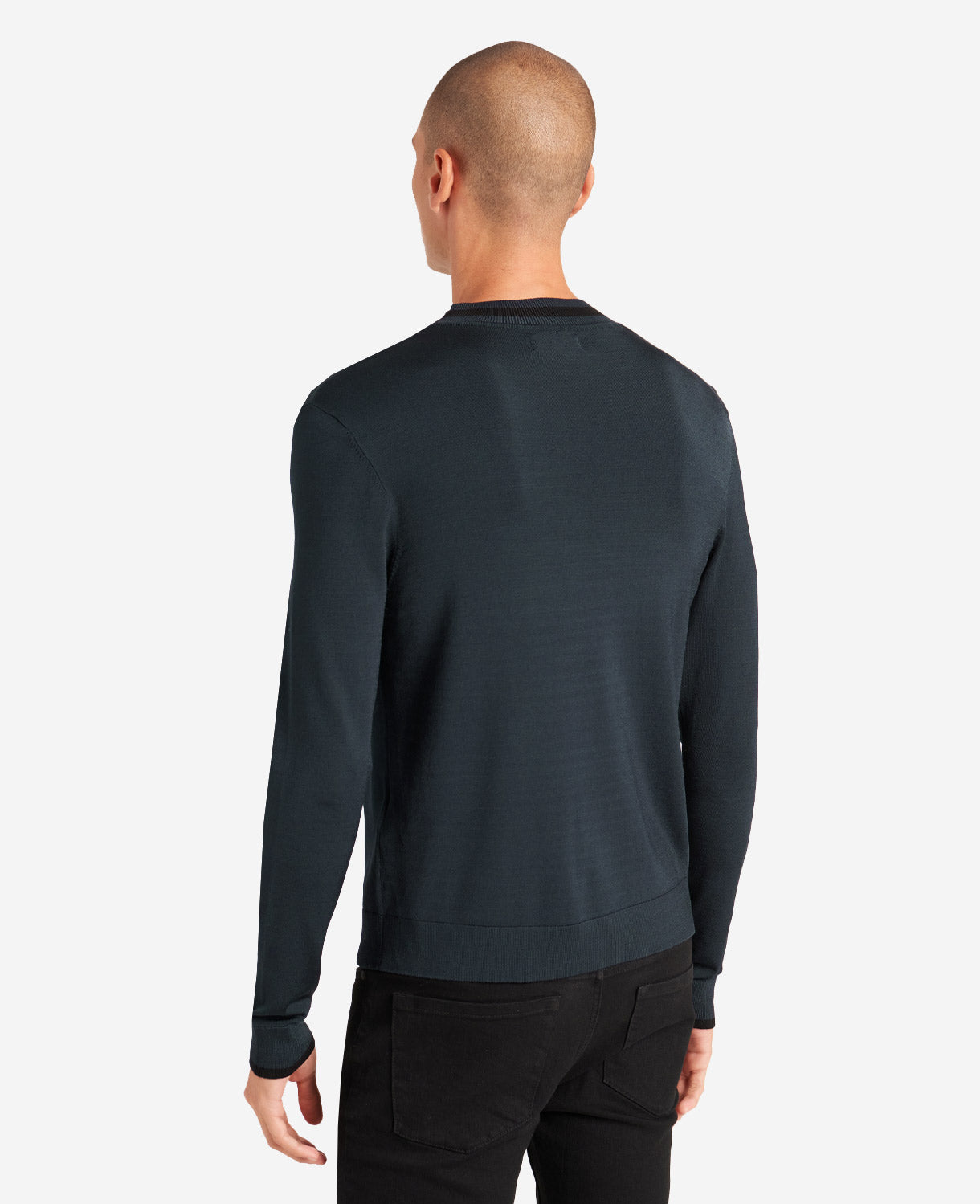 Kenneth Cole Mens Slim Fit Mock Neck Sweater Black Small