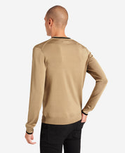 Kenneth Cole Men's Striped Collar Pullover Knit Sweater Light Brown Large