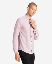 Kenneth Cole Men's Port Distressed Stretch Sport Shirt Oxford Texture Pink Small