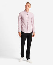 Kenneth Cole Men's Port Distressed Stretch Sport Shirt Oxford Texture Pink Small
