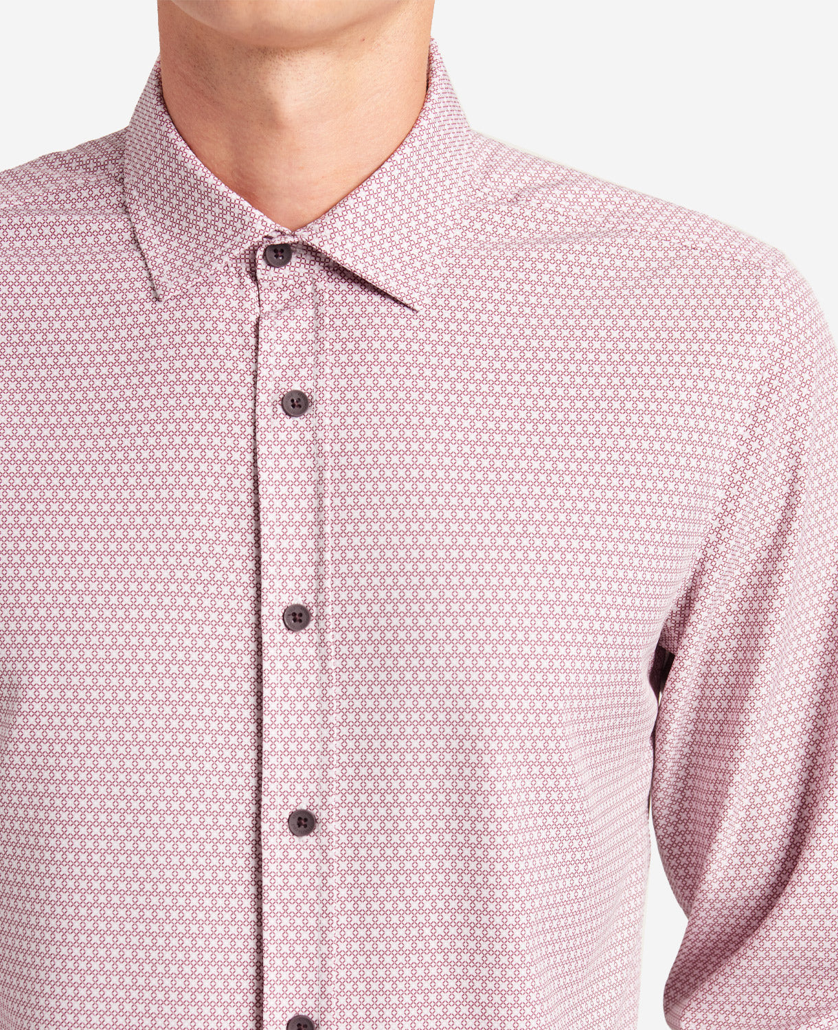Kenneth Cole Men's Port Distressed Stretch Sport Shirt Oxford Texture Pink Small