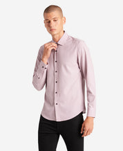 Kenneth Cole Men's Port Distressed Stretch Sport Shirt Oxford Texture Pink Small