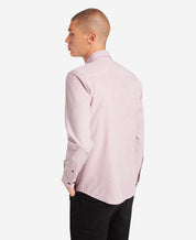 Kenneth Cole Men's Port Distressed Stretch Sport Shirt Oxford Texture Pink Small