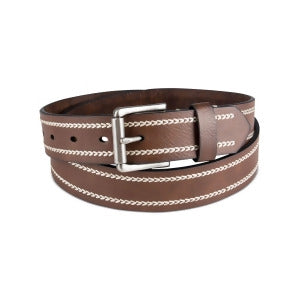 Sun + Stone Mens Brown Heavy Stitch Faux Leather Casual Belt Brown Medium 34 36