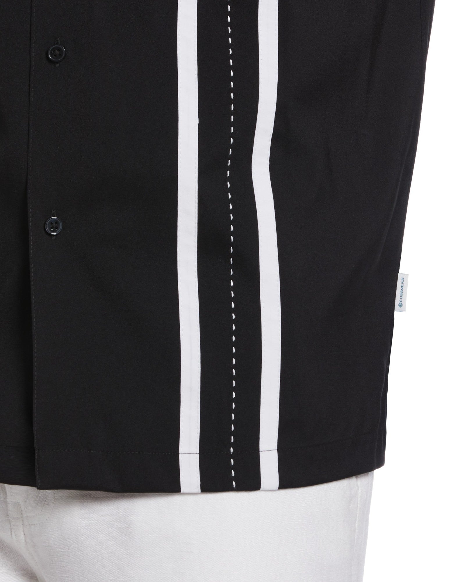 CUBAVERA Mens Contrasting Panel Short-Sleeve Button Down Shirt Black Medium