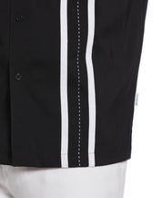 CUBAVERA Mens Contrasting Panel Short-Sleeve Button Down Shirt Black Medium