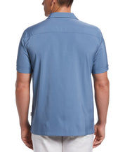 Cubavera Men's Contrasting Panel Short Sleeve Button Down Shirt Blue Small