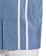 Cubavera Men's Contrasting Panel Short Sleeve Button Down Shirt Blue Small