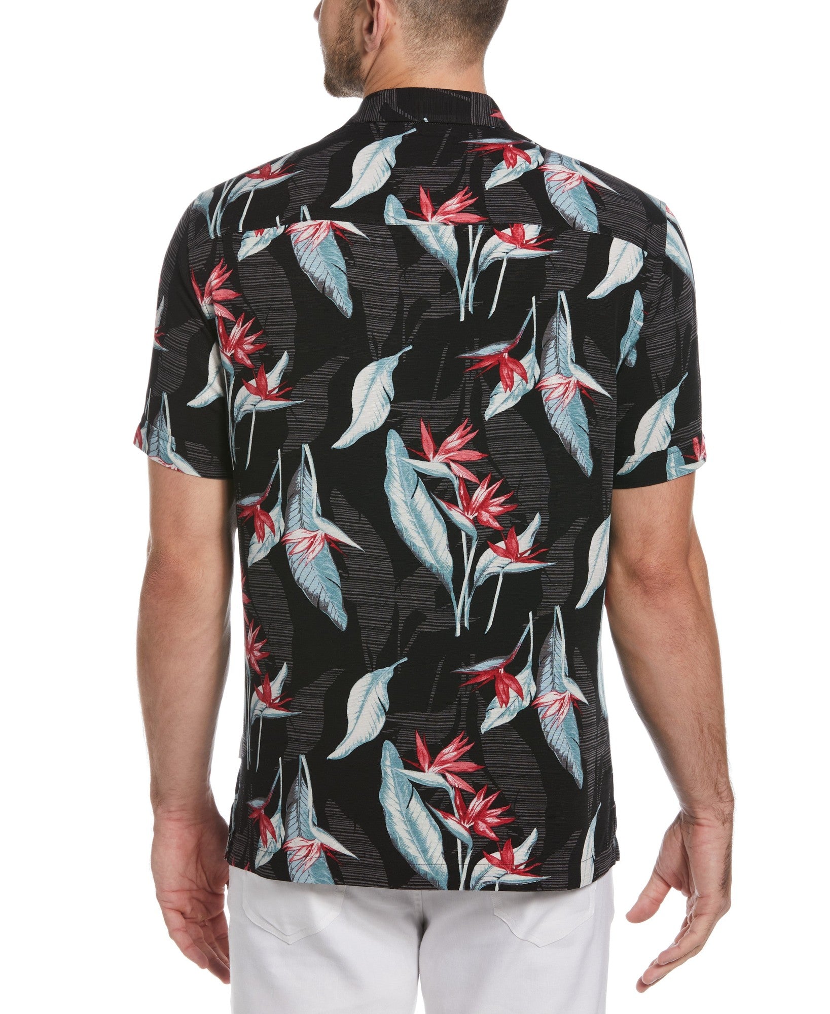 Cubavera Mens Floral Print Viscose Shirt Black Large
