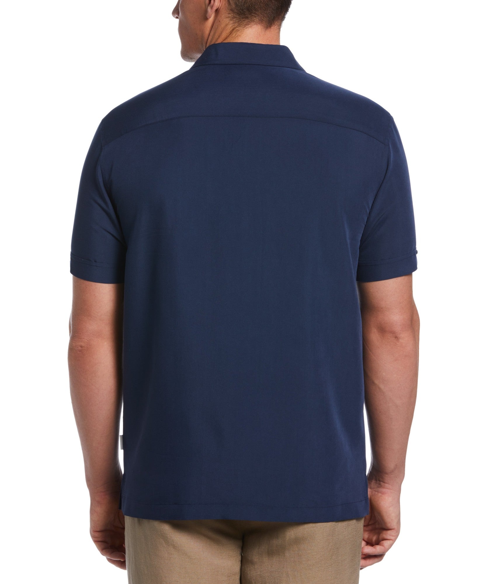 Cubavera Mens Palm Tree Embroidered Camp Shirt Blue Large