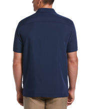 Cubavera Mens Palm Tree Embroidered Camp Shirt Blue Large
