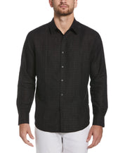 Cubavera Mens Classic Fit Long Sleeve Panel Button-Down Shirt Black Medium