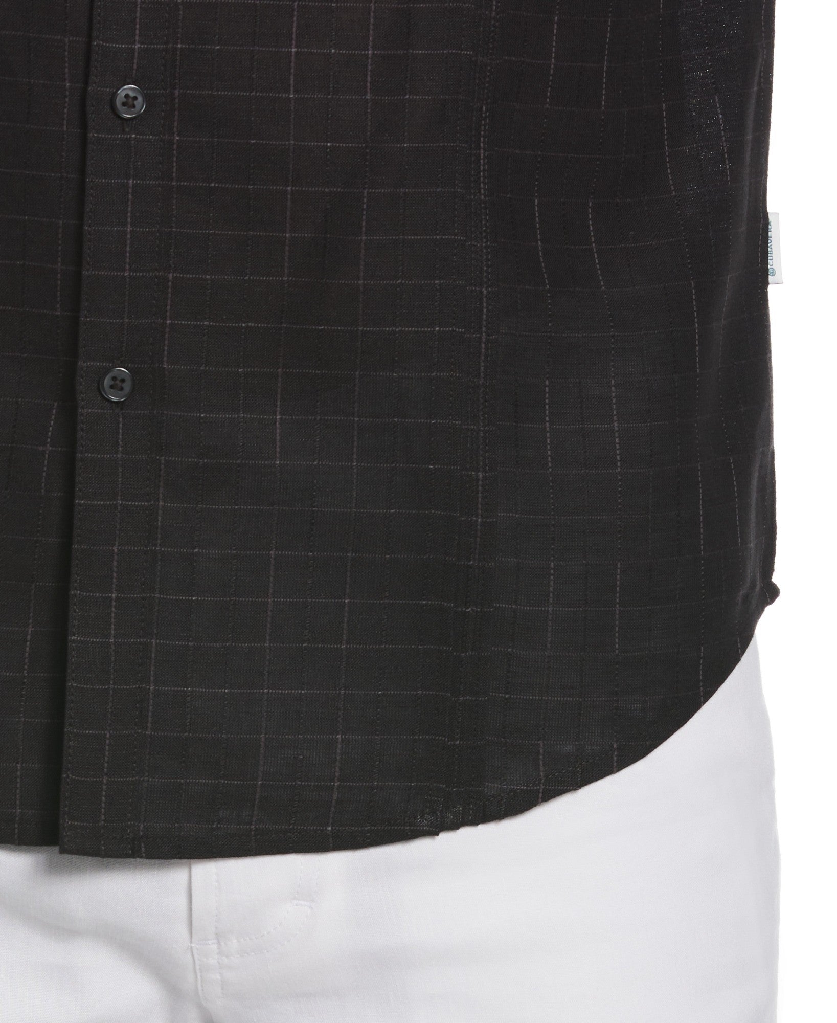 Cubavera Mens Classic Fit Long Sleeve Panel Button-Down Shirt Black Medium