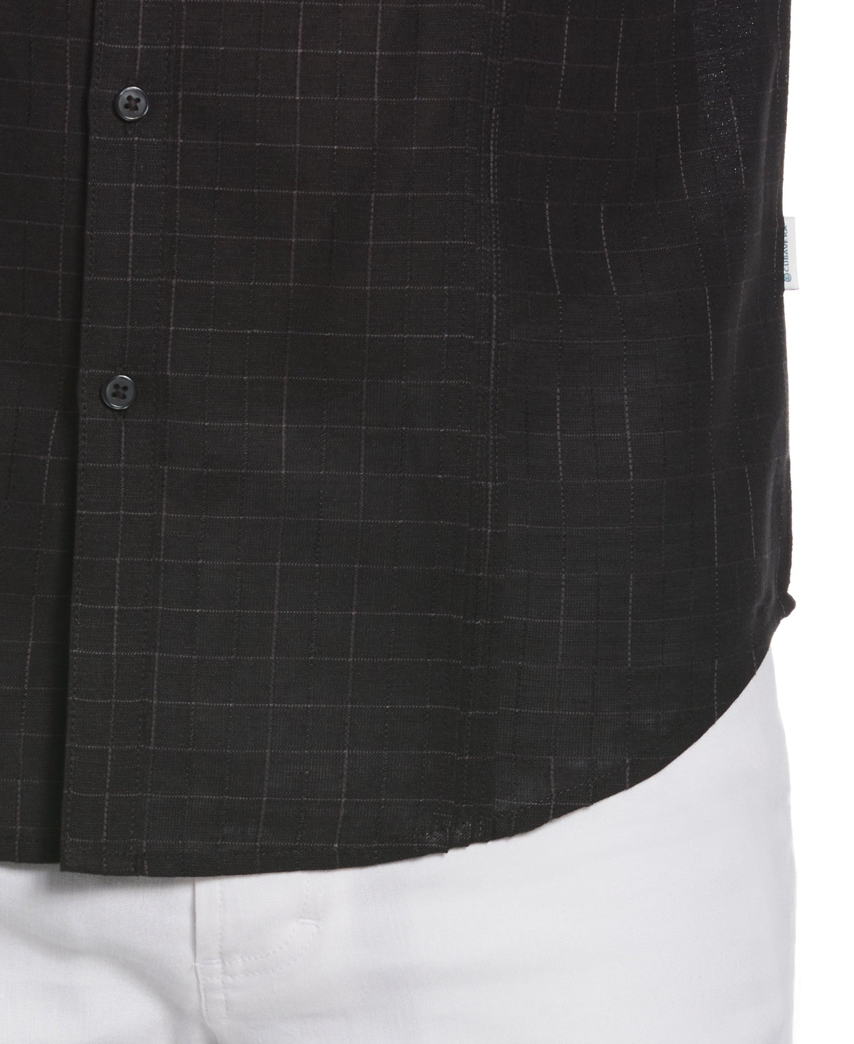 Cubavera Mens Classic Fit Long Sleeve Panel Button-Down Shirt Black Medium