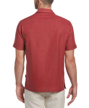 Cubavera Men's Linen Blend Big Tall Dobby Camp Shirt Red 3XL