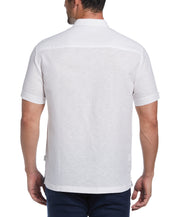 Cubavera Men's Leaf Print Shirt  Brilliant White Size Large