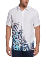 Cubavera Men's Leaf Print Shirt Xl Brilliant White