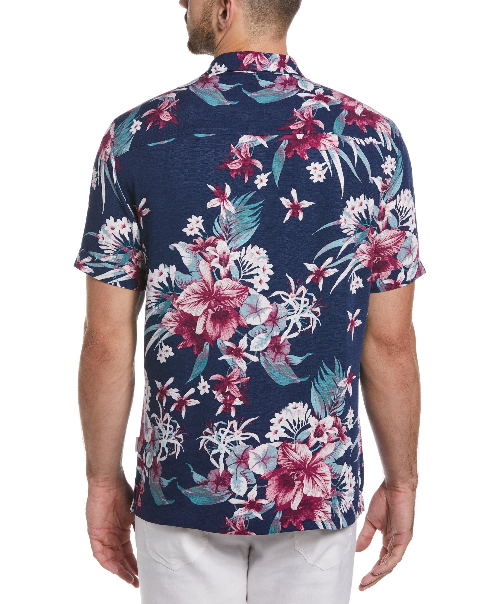 Cubavera Mens Floral Dress Shirt Blue 3XL