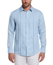 Cubavera Men's Embroidered Guayabera Shirt 2Xl Linen Cerulean Blue