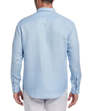 Cubavera Men's Embroidered Guayabera Shirt 2Xl Linen Cerulean Blue