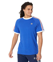 Adidas Men's Short Sleeve Crewneck T Shirt 3 Stripe Royal Blue Medium