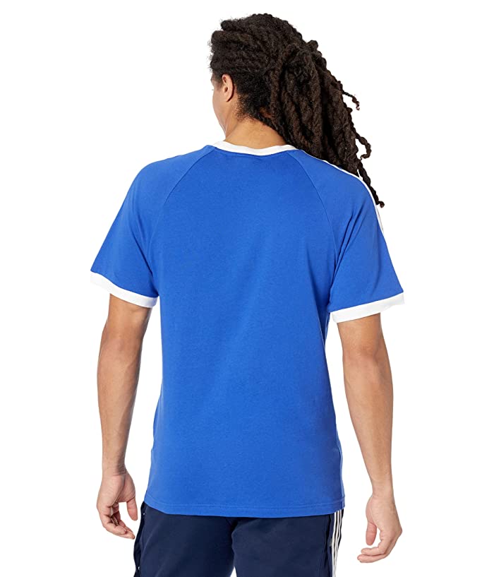 Adidas Men's Short Sleeve Crewneck T Shirt 3 Stripe Royal Blue Medium