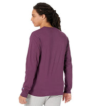 Champion Men's Classic Long Sleeve T Shirt Script Logo Plum Port 2XL