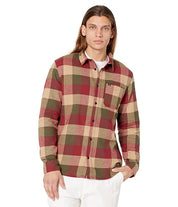 Quiksilver Mens Motherfly Flannel Button Down Shirt Red Brown Medium
