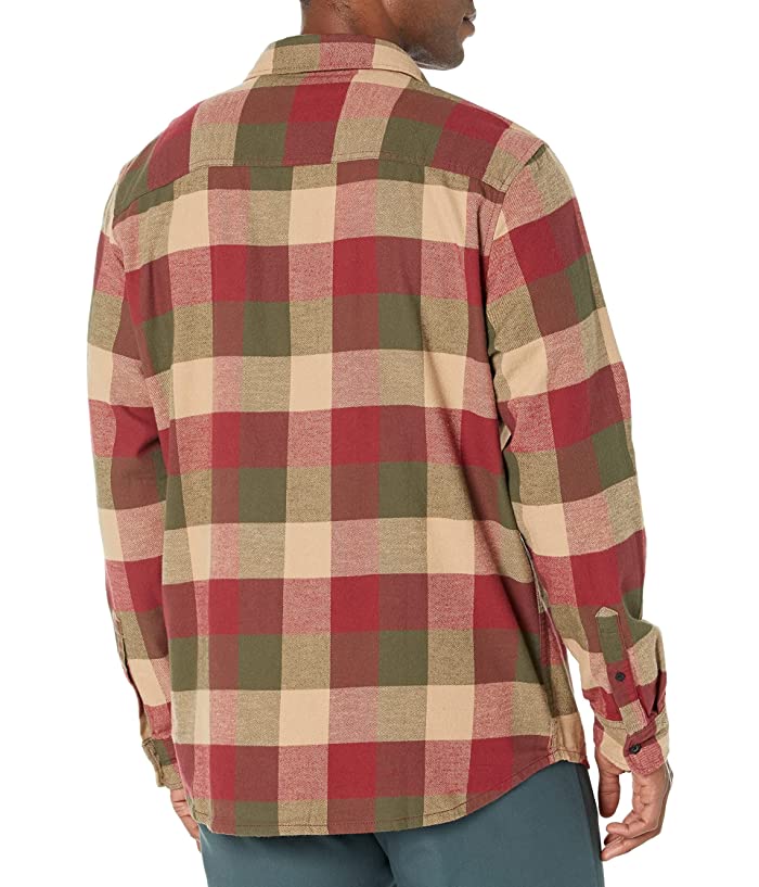 Quiksilver Mens Motherfly Flannel Button Down Shirt Red Brown Medium