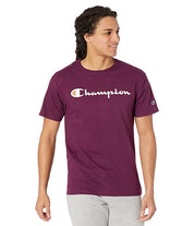 Champion Mens Classic Graphic T shirt Plum Port Small