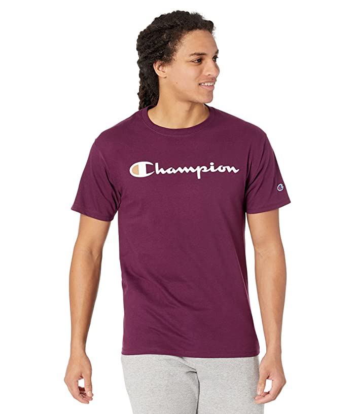 Champion Mens Classic Graphic T shirt Plum Port Small