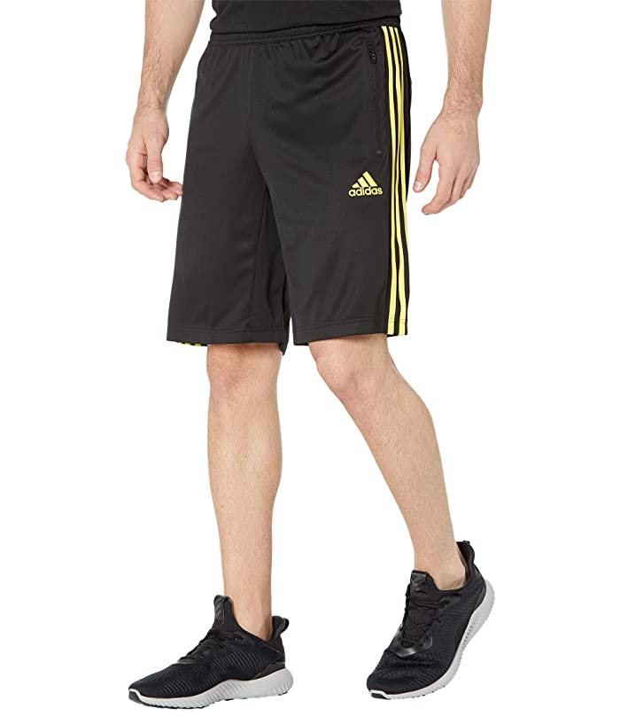 Adidas Mens Designed 2 Move 10"  Black Yellow Shorts with 3 Stripes Large